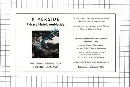 Kirkstone Foot Hotel Ambleside / Riverside Hotel Hamilton Advert- c.1968 Cutting