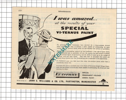 John E Williams & Co Ltd Partington Vi-ternus / Bardsleys-Colchester 1951 Advert
