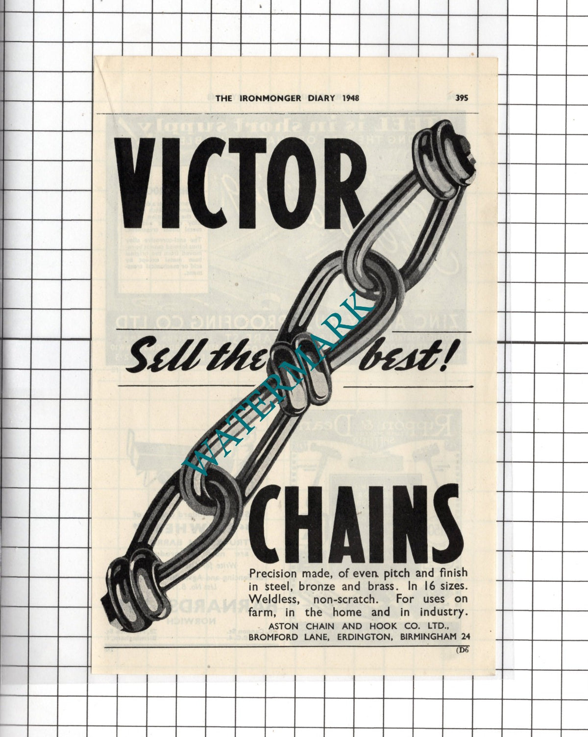 Aston Chain and Hook Co Ltd Erdington Birmingham - 1948 Advert