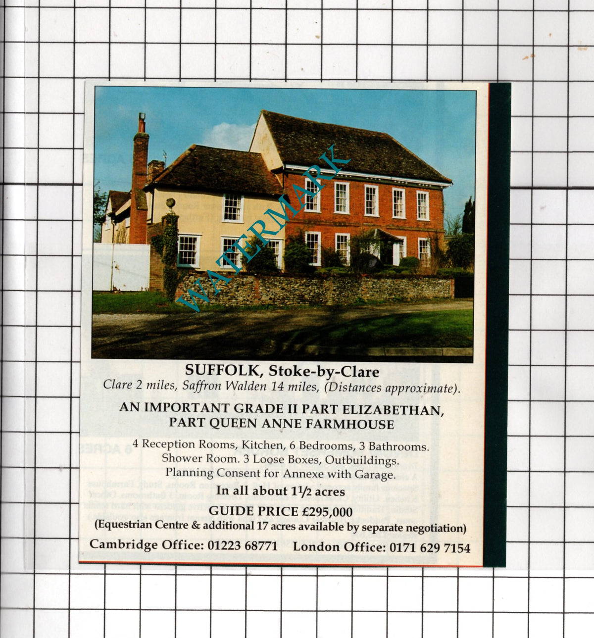 Stoke-by-Clare Suffolk House Sale Advert - 1994 Cutting