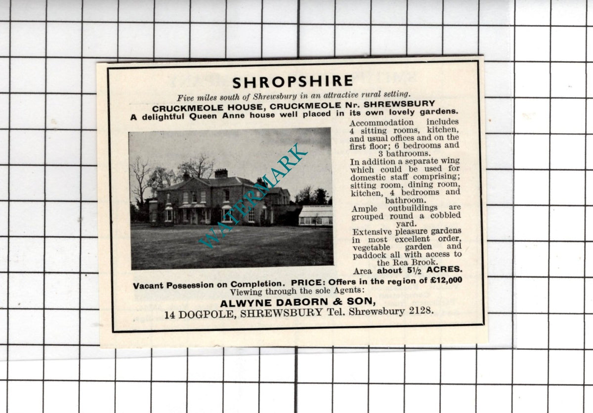 Foston Lodge York Yorkshire / Cruckmeole House Shrewsbury - 1967 SMALL Advert