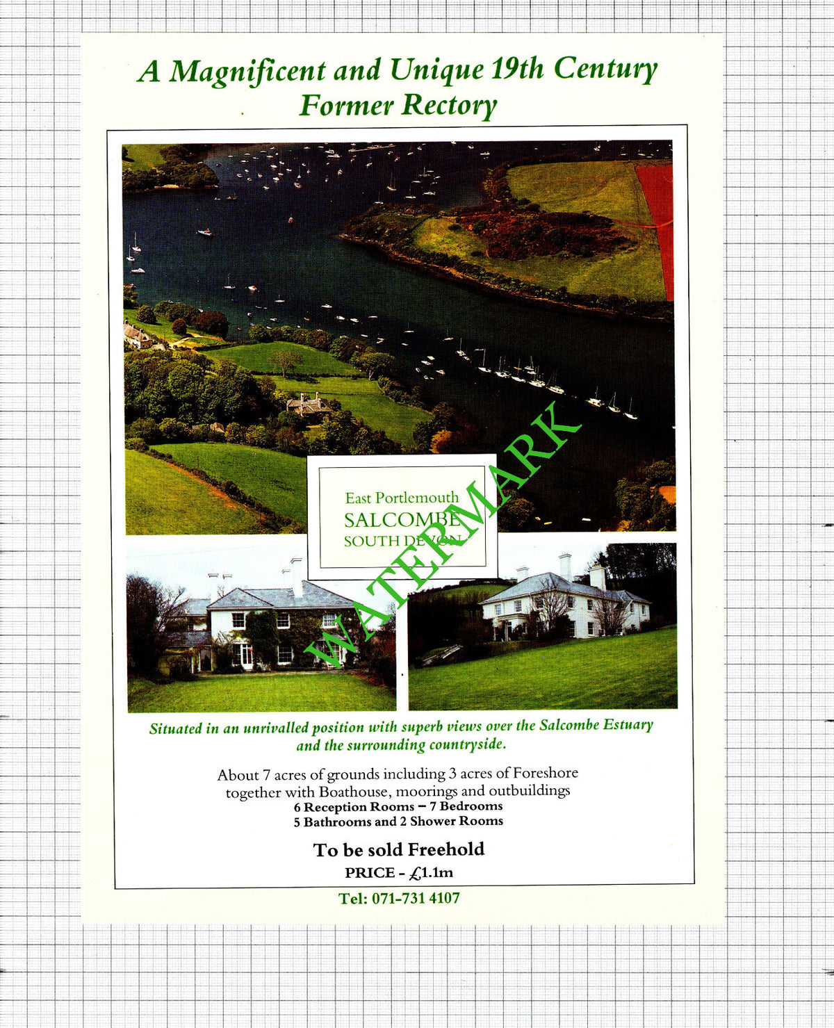 East Portlemouth Salcombe South Devon House Sale Advert - 1991 Cutting
