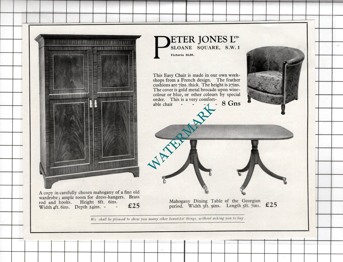 Peter Jones Ltd Sloane Square London  - 1925 Advert