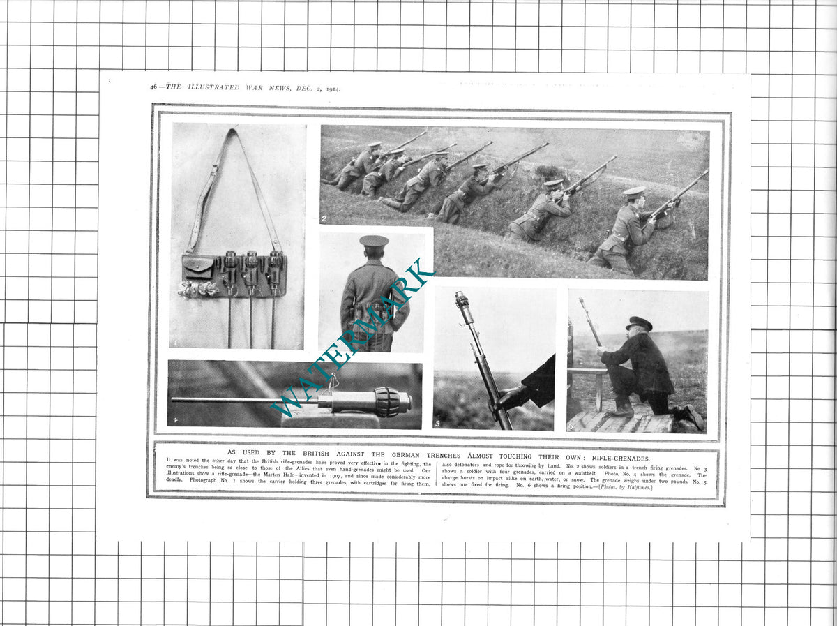Rifle Grenades Marten Hale Great War World War One WW1 - 1914 Clipping / Print
