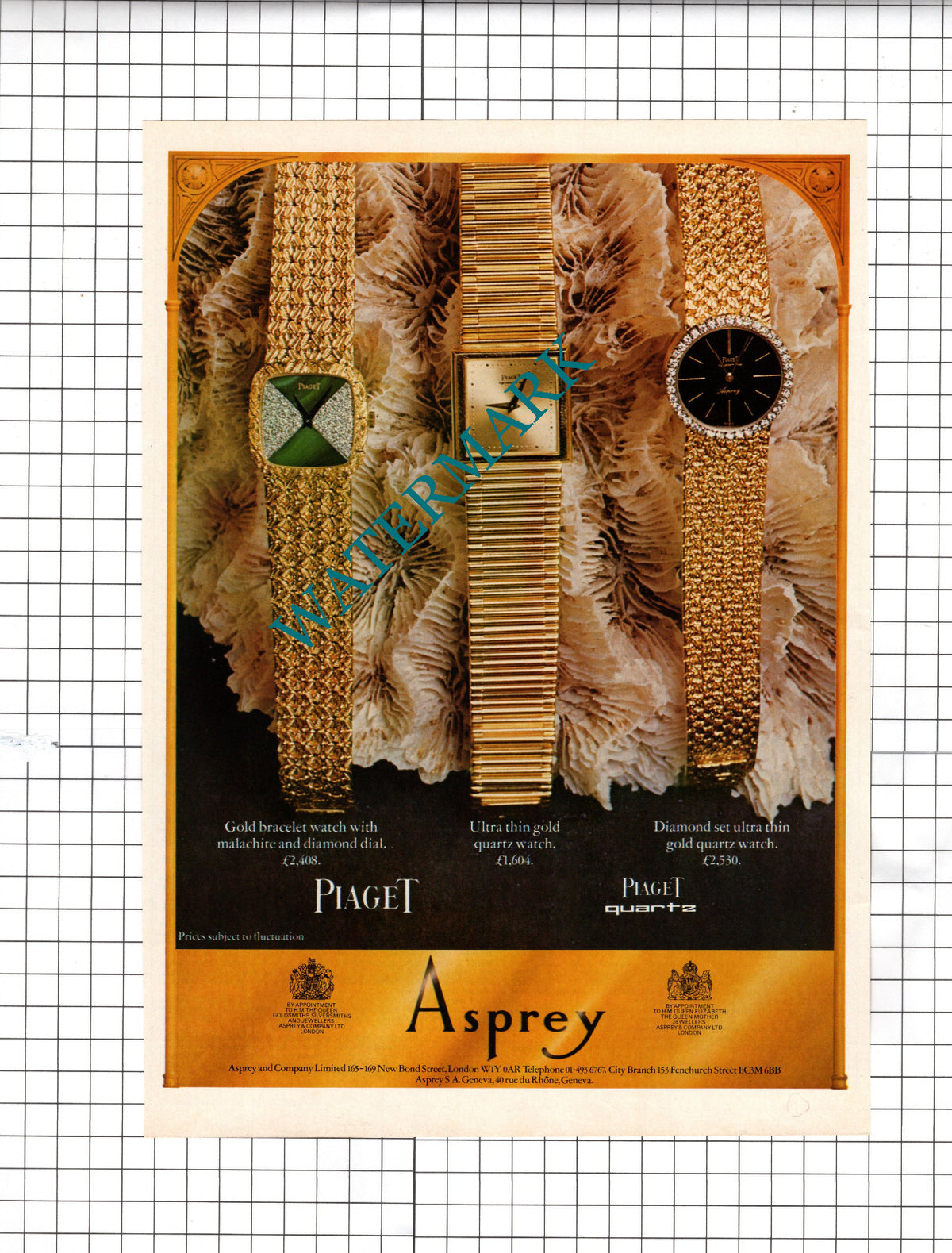 Asprey and Company Ltd Piaget Watch ADVERT - 1977 Clipping / Advert