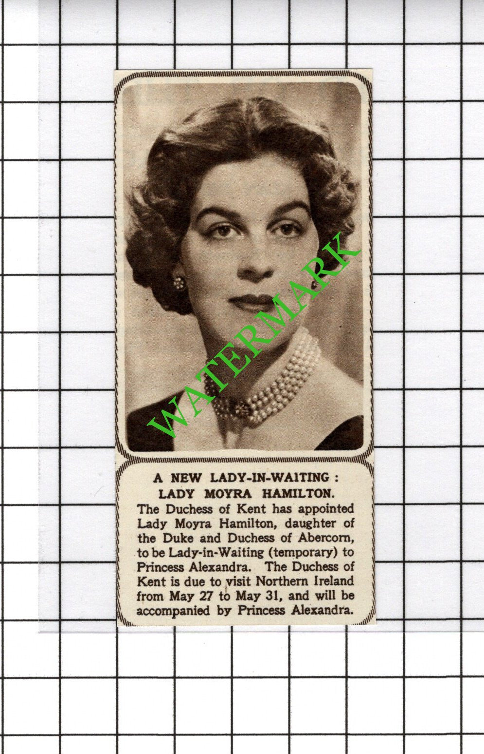 Lady Moyra Hamilton Duke Of Abercorn  - 1954 Small Cutting