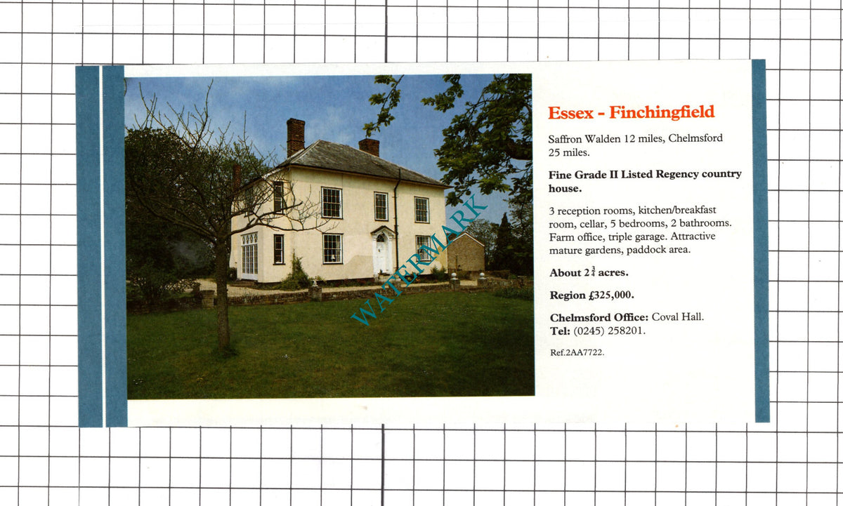 Finchingfield Essex House Sale Advert -   1991 Clipping