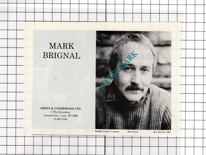 Richard Briers Actor / Mark Brignal Actor Advert - 1986 Cutting