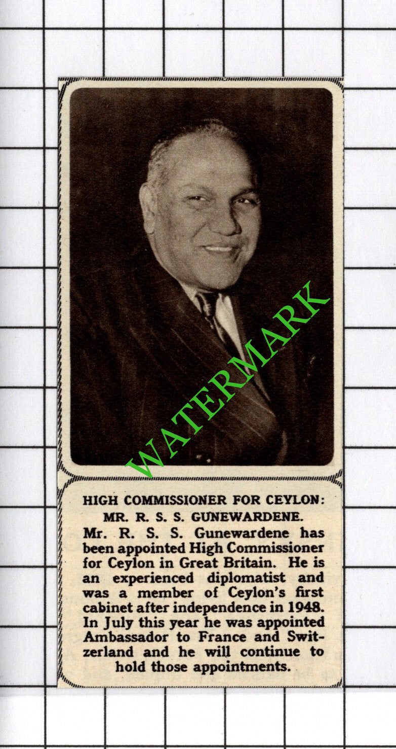 Mr R S S Gunewardene   - 1961 SMALL Cutting