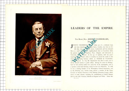 The Right Hon Joseph Chamberlain - c.1920 Article / Print