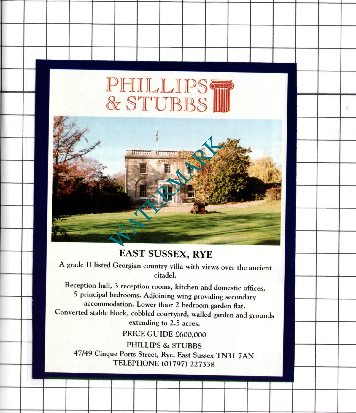 Rye Sussex House Sale Advert - 1998 Clipping