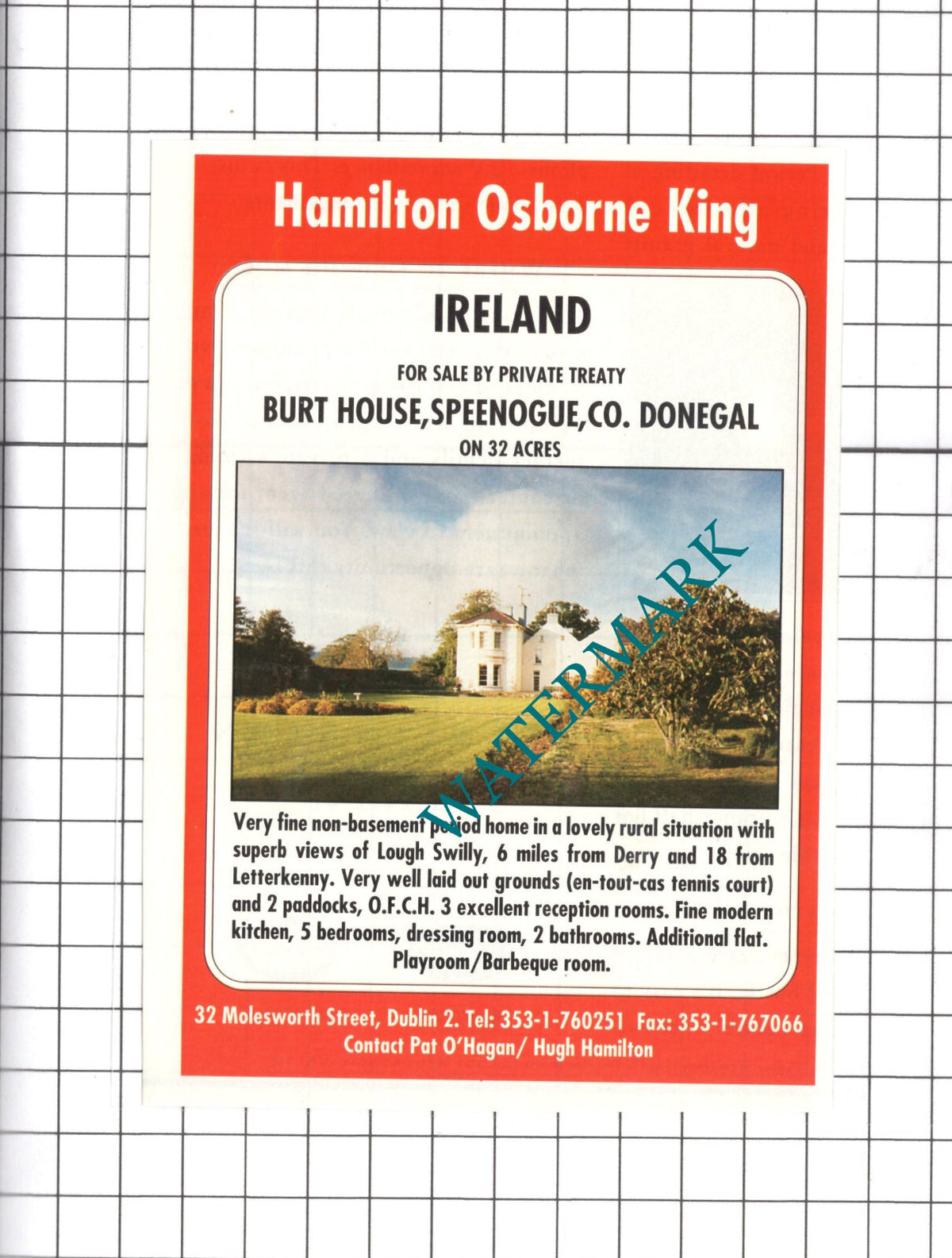 Burt House Speenogue Co Donegal Ireland House Sale Advert - 1991 Clipping