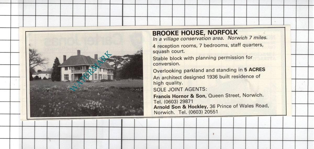 Brooke House Norfolk House Sale Advert - 1981 Cutting