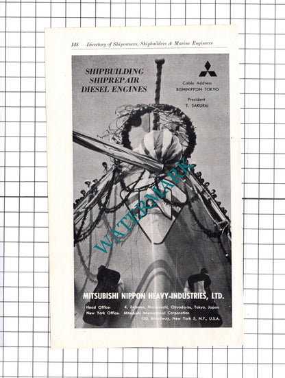 J S Starnes & Sons London / Mitsubishi Nippon Heavy Industries ADVERT - c.1957