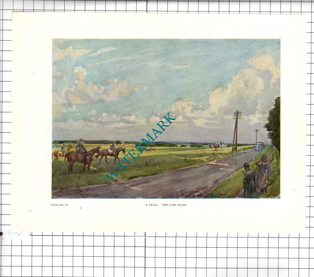 Limekilns Newmarket Racecourse Horse Racing  - 1945 Print