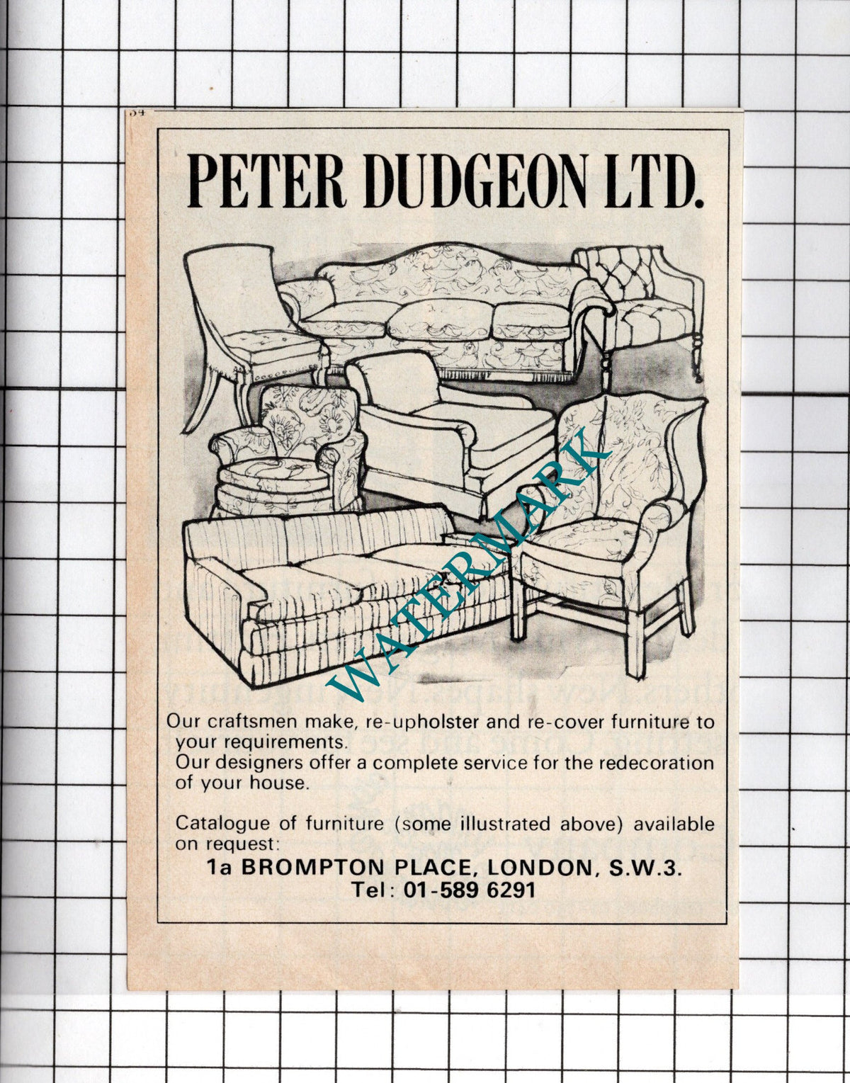 Peter Dudgeon Ltd London Advert - 1980 Small Cutting