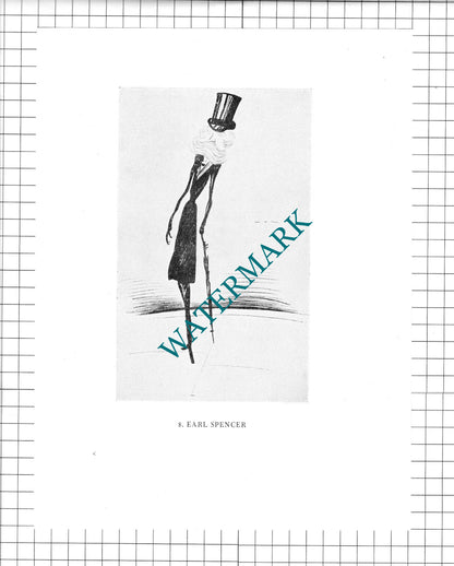 Earl Spencer / Squire Bancroft Caricature  - 1958 Clipping / Print