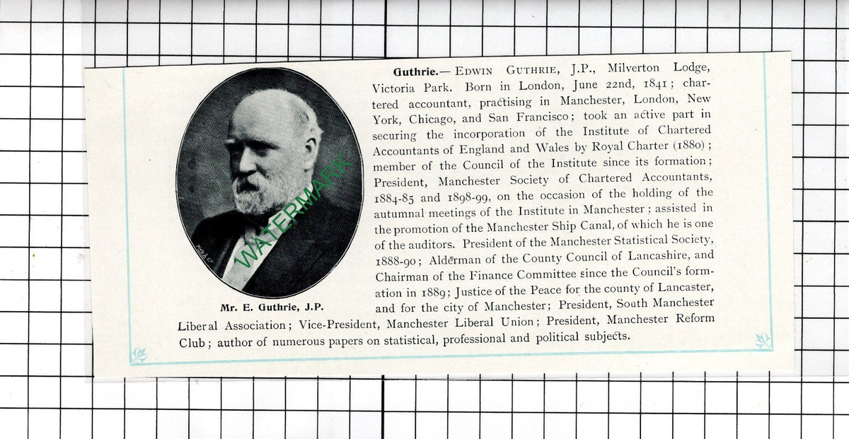 Edwin Guthrie Milverton Lodge Victoria Park Manchester   - c.1905 Clipping