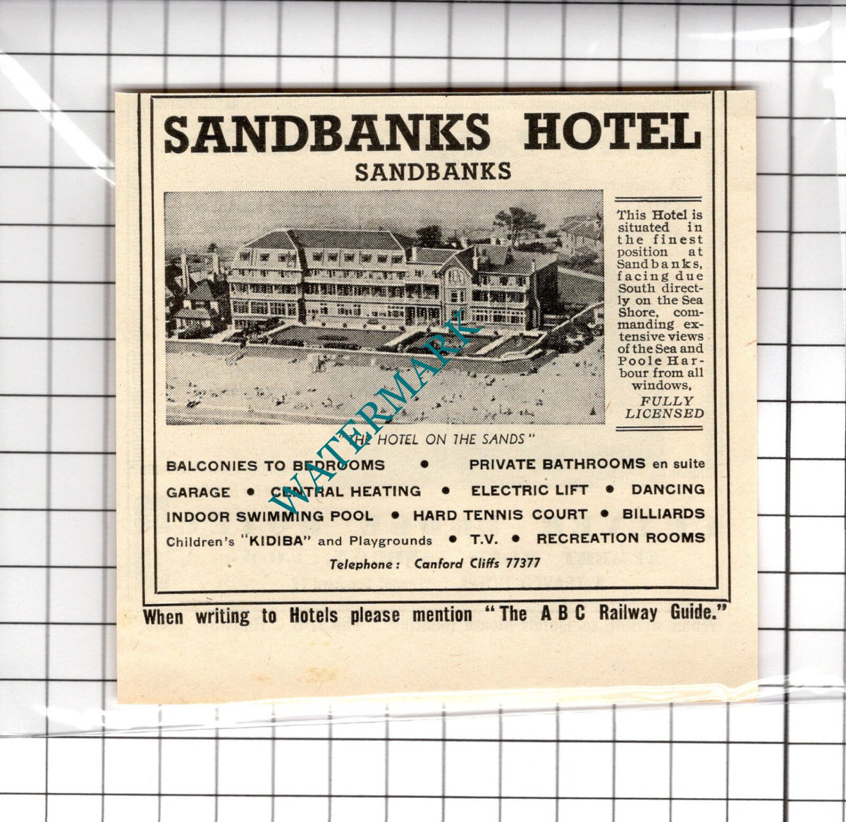Sandbanks Hotel / Culver Lodge Hotel Sandown Isle Of Wight Advert - 1958 Cutting