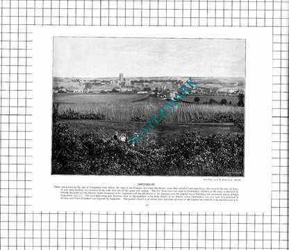 Herne Bay Kent / Canterbury Kent  - c.1900 Cutting/ PRINT