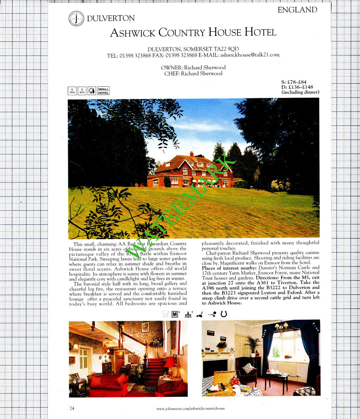 Ashwick Hotel Dulverton  / Wallett's Court West Cliffe Dover Oakley 2001 Cutting