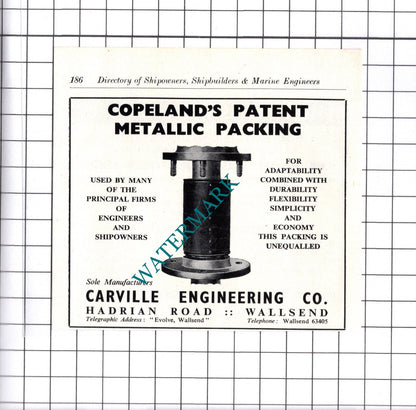 Carville Engineering Wallsend / Thames Welding Co London - c.1957 Small Advert