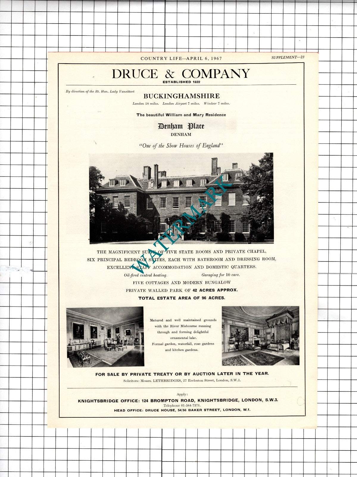 Denham Place Denham Buckinghamshire House Sale Advert - 1967