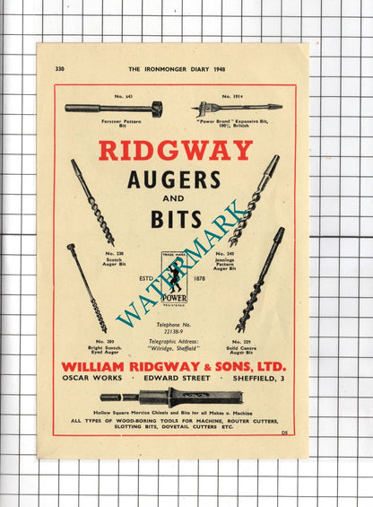 William Ridgway & Sons Ltd Sheffield / S Wolf & Company Ltd London - 1948 Advert