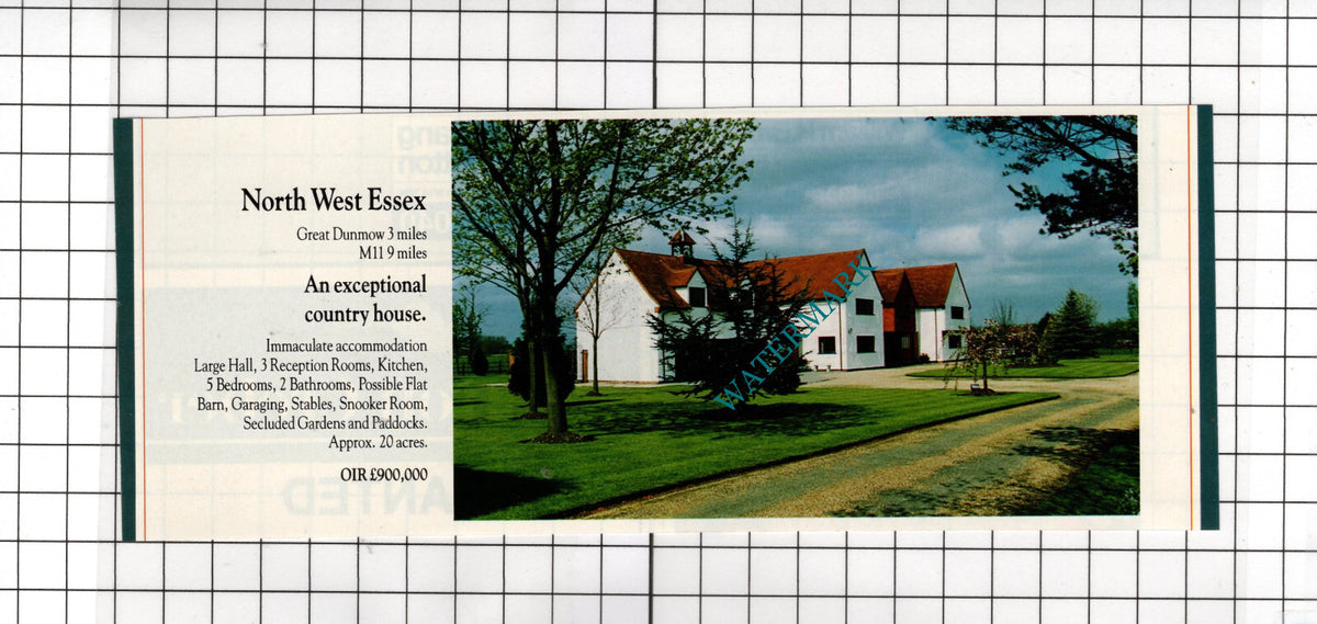 Great Dunmow Essex House Sale Advert    - 1991 Cutting