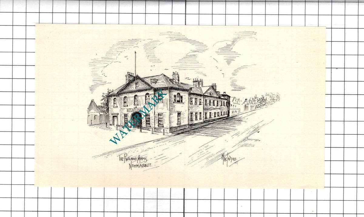 The Rutland Arms Newmarket Suffolk   - 1940's Book Print
