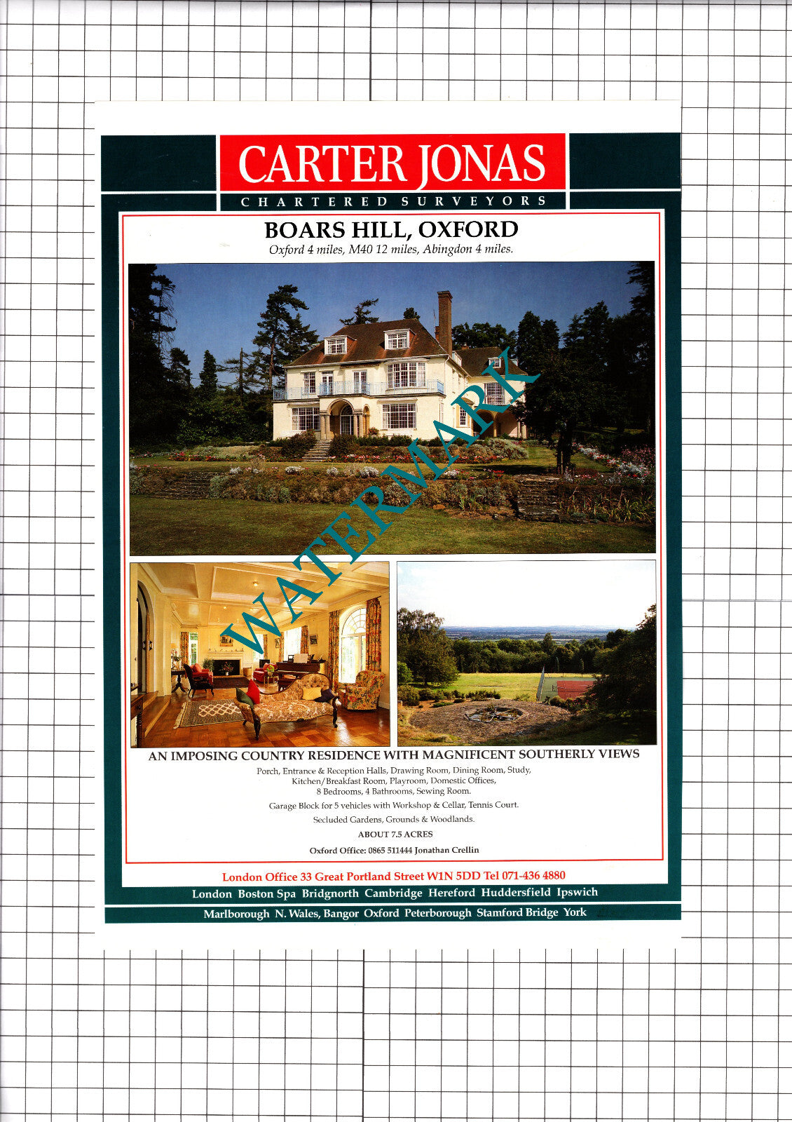Boars Hill Oxford House Sale Advert -  1991 Clipping / Print