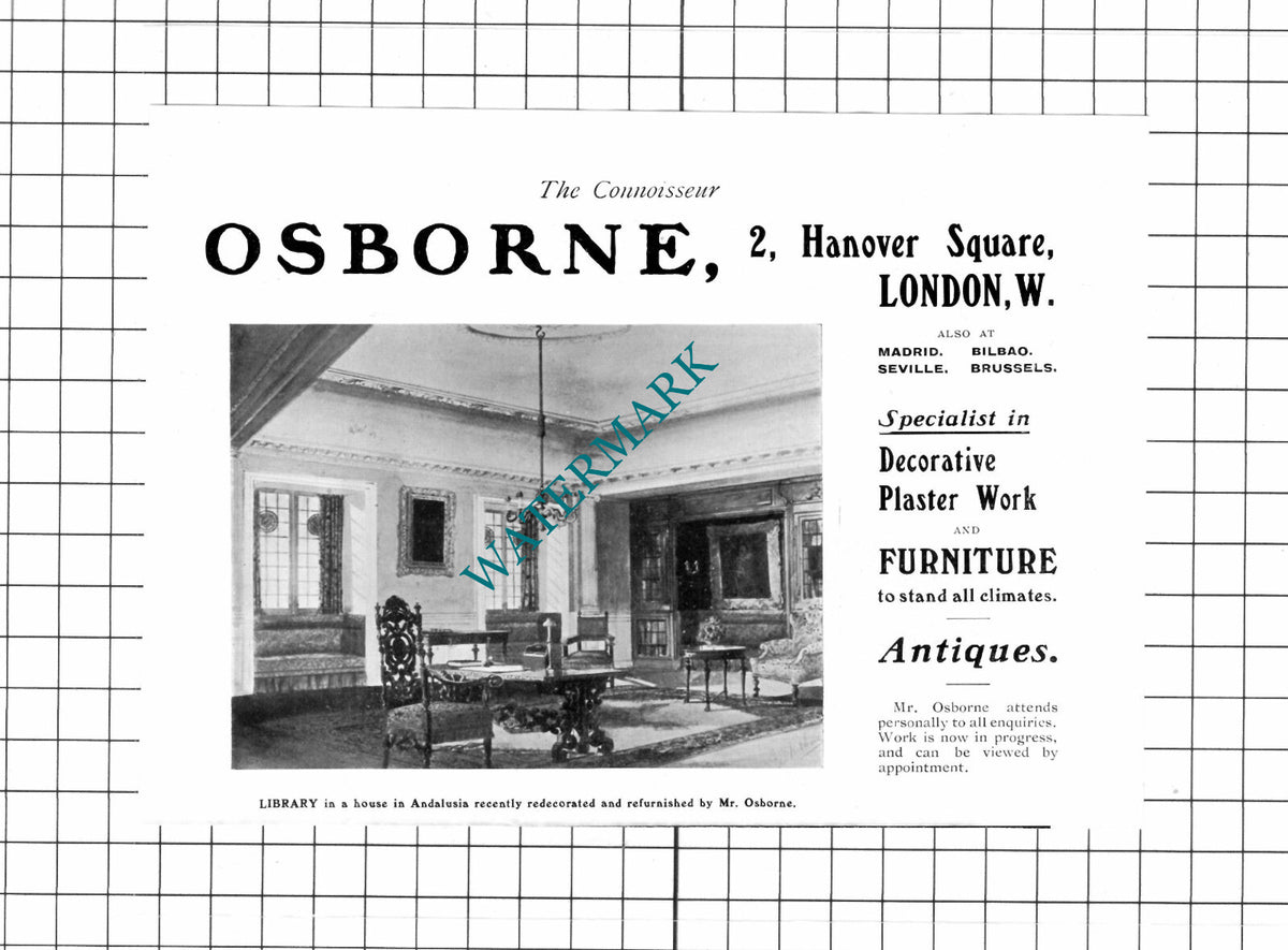 Mr Osborne 2 Hanover Square London - 1910 Advert