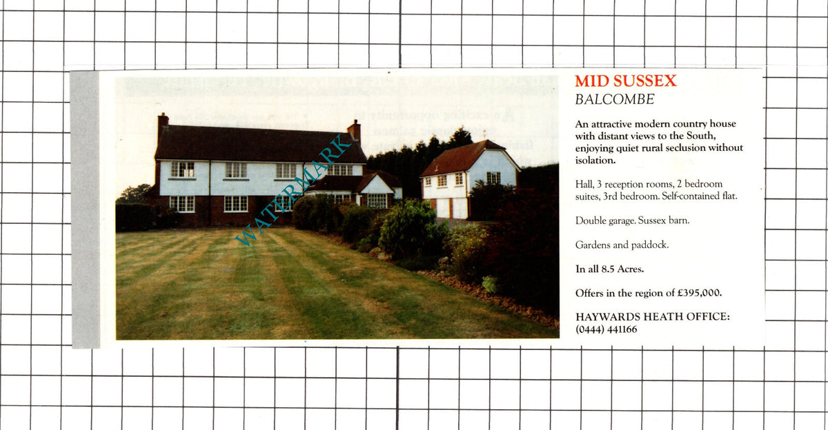 Balcombe Sussex House Sale Advert - c.1991 Cutting