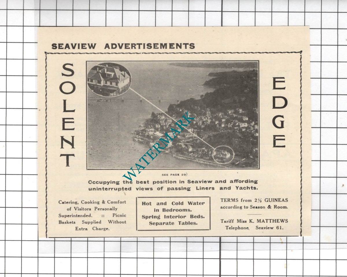 Solent Edge Isle Of Wight Miss K Matthews - 1938 Small Advert