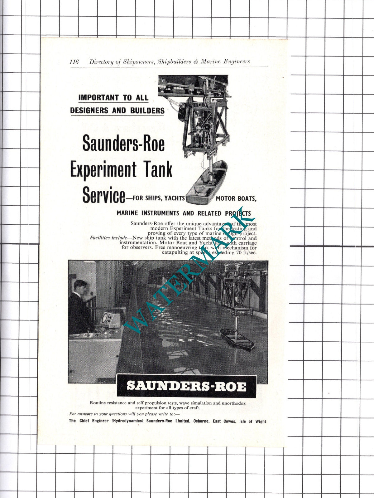 Saunders-Roe Ltd East Cowes / Kautex Ltd Elstree ADVERT - c.1957