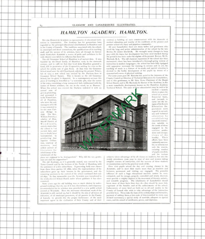 Woodlands School Hamilton Academy Hamilton Scotland  Quarry Street  1904 Article