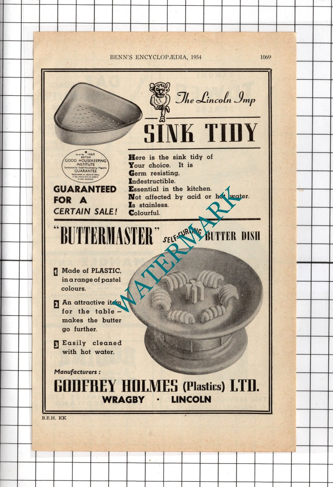 Godfrey Holmes Plastics Ltd Wragby Lincoln England  - 1954 Advert