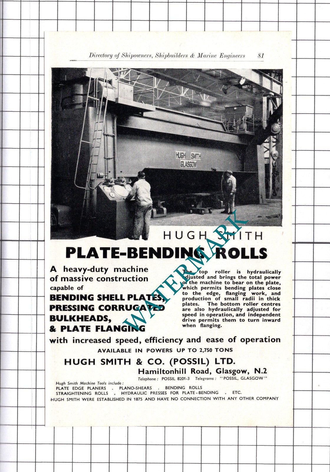 Hugh Smith & Co Possil Ltd Glasgow Advert - c.1957 Book Print