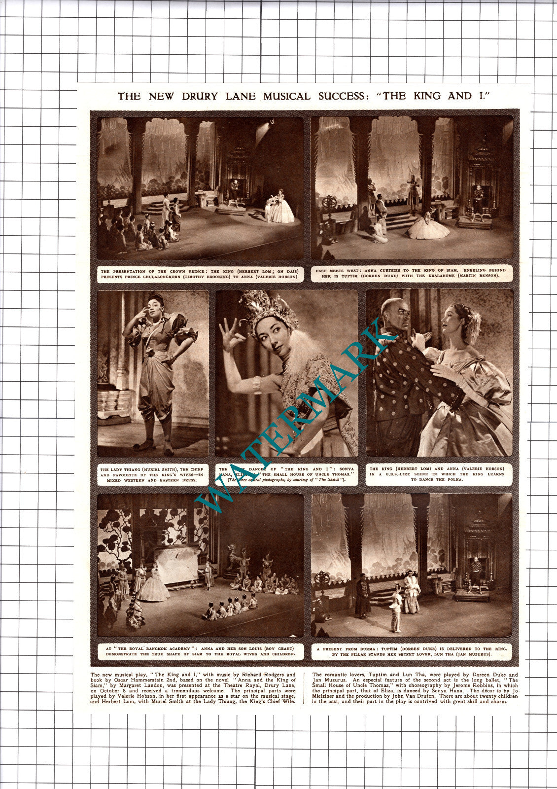 The King And I Royal Drury Lane  Theatre Herbert Lom - 1953 Cutting / Print