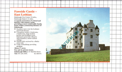 Fawside Castle East Lothian / Tolleshunt D'Arcy Essex House Sale Advert - c.1990