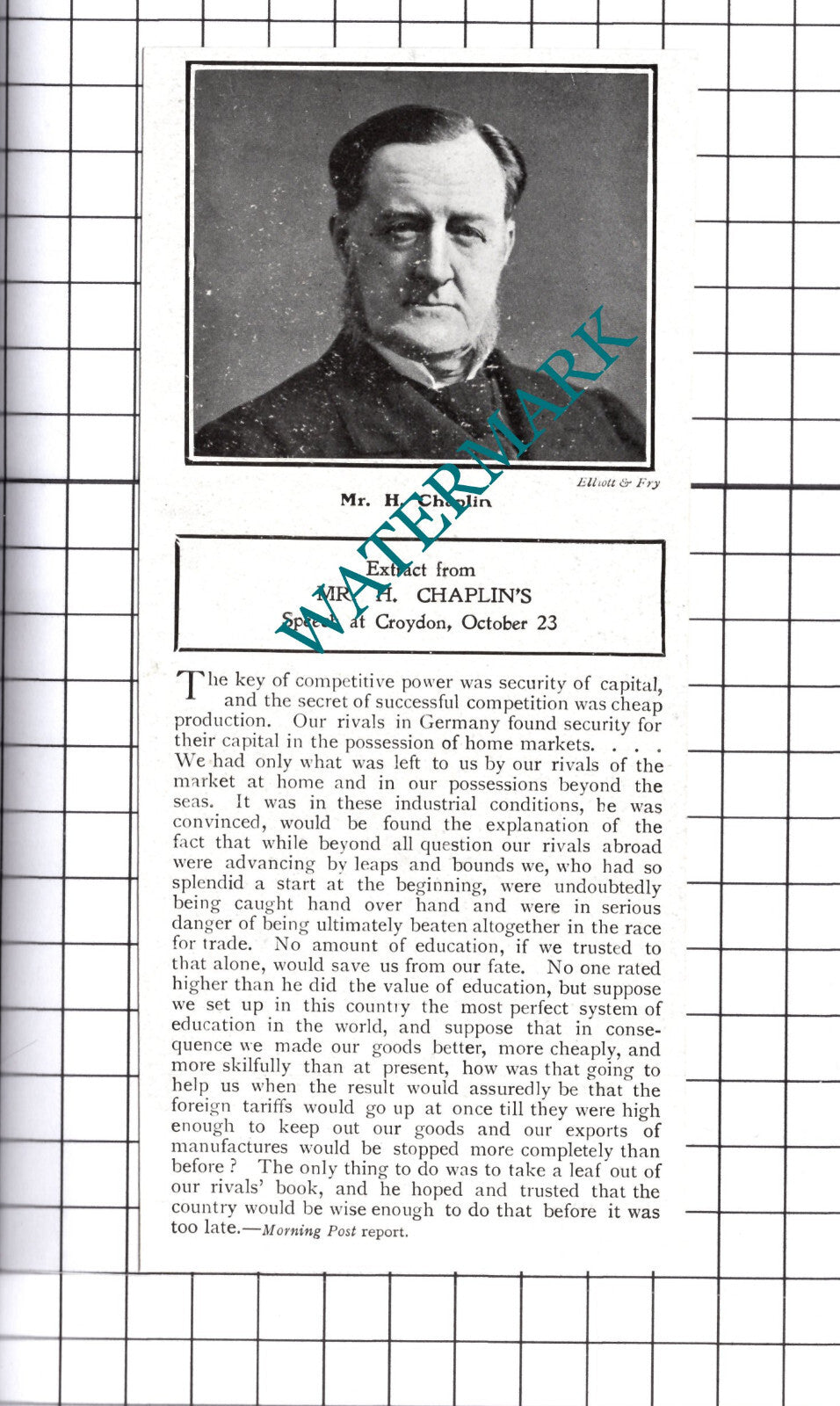 Mr H Chaplin -  c.1903 Cutting / Print