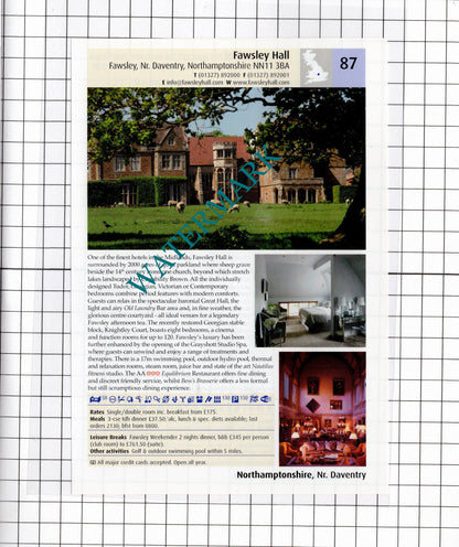 Fawsley Hall Northamptonshire / Whittlebury Hall Towcester  - 2011 Advert