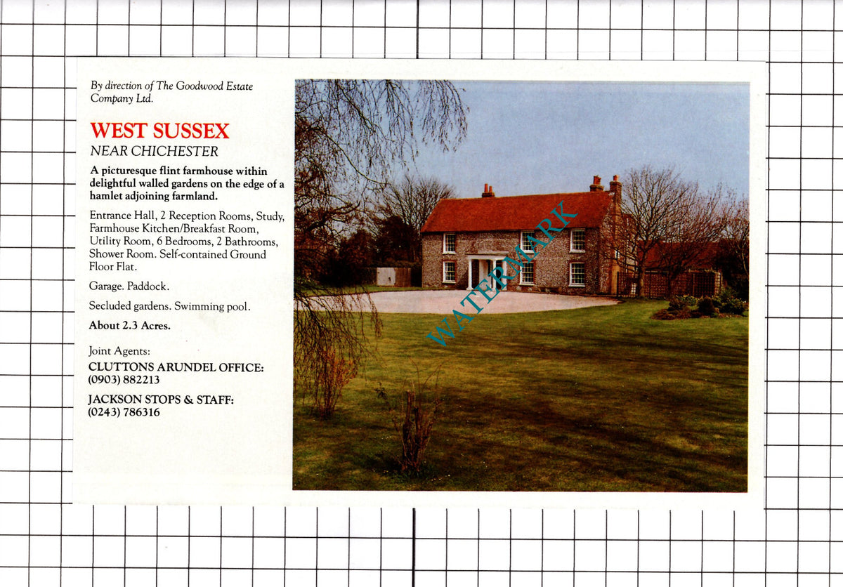 Chichester Sussex Goodwood Estate Co House  Sale Advert  - 1991 Clipping / Print