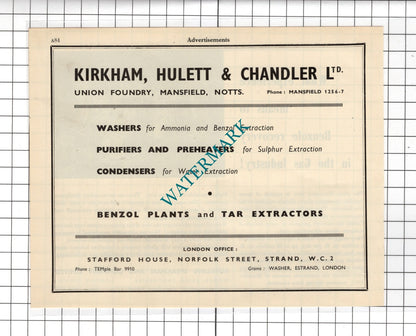 Sutcliffe Speakman & Co Leigh Lancs / Kirkham Hulett & Chandler -  1951 Advert