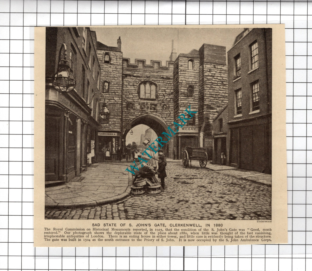 St John's Gate Clerkenwell London W C Gay - c.1940s Cutting