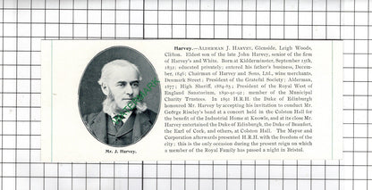 Francis James Fry Bristol / J Harvey Glenside Leigh Woods Clifton  1898 Clipping