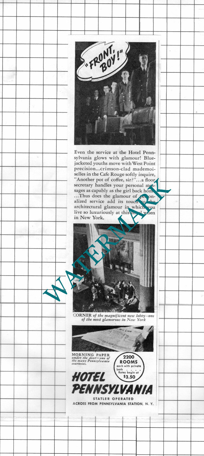 Hotel Pennsylvania New York America Advert - 1937 Clipping / Print