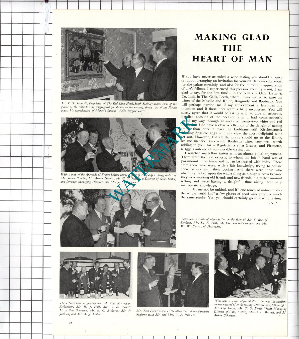 Mr P T Fawcett Red Lion Hotel South Stainley Pasmore Easie -  1956 Article