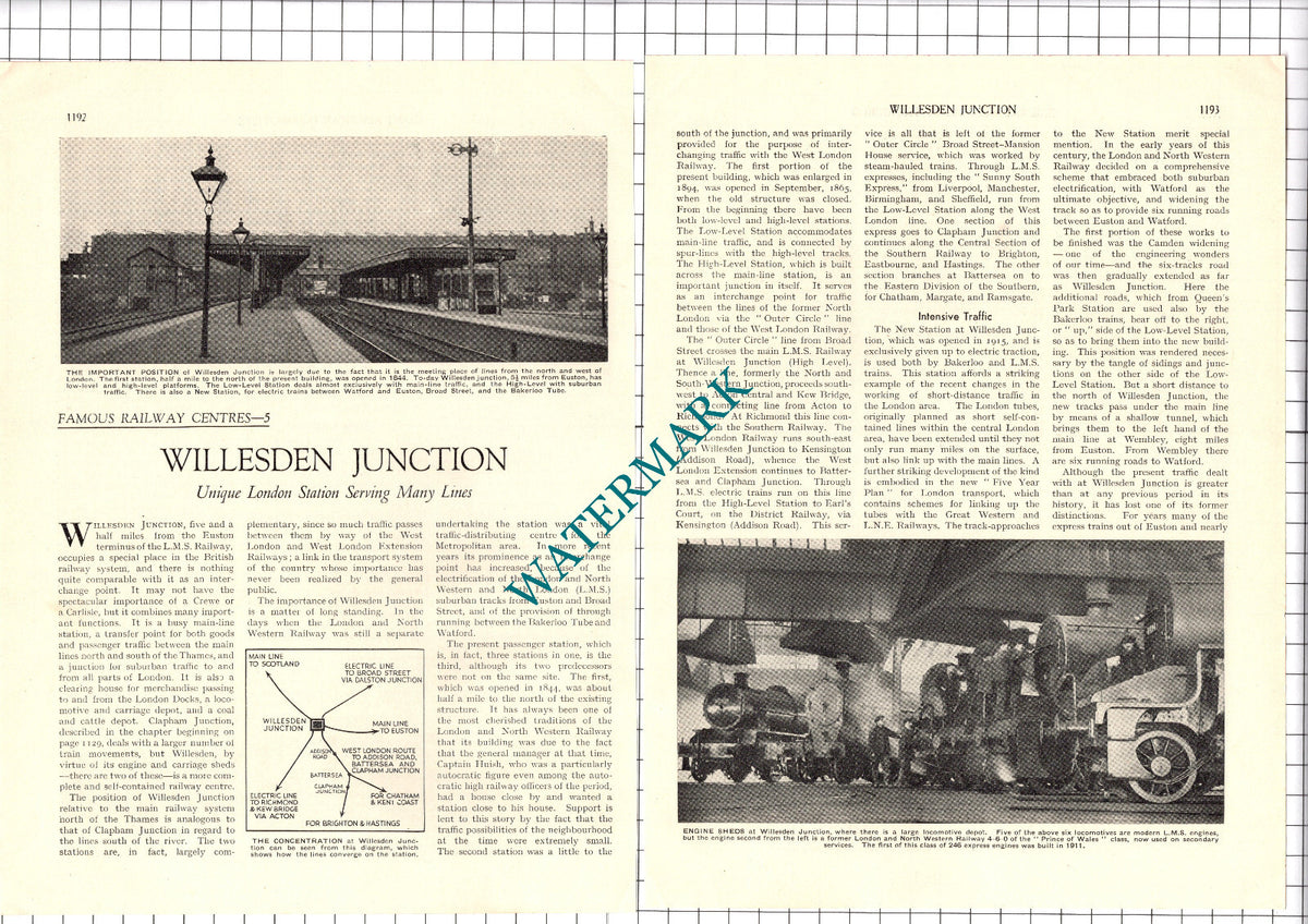 Willesden Junction Railway Station London - c.1935 Article / Print