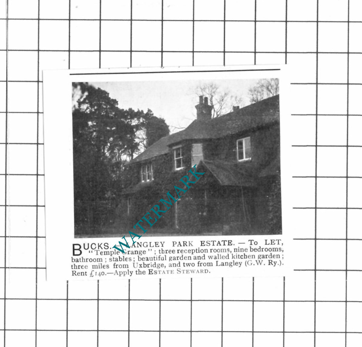Temple Grange Langley Park Estate  Letting Advert  - 1903 SMALL Clipping